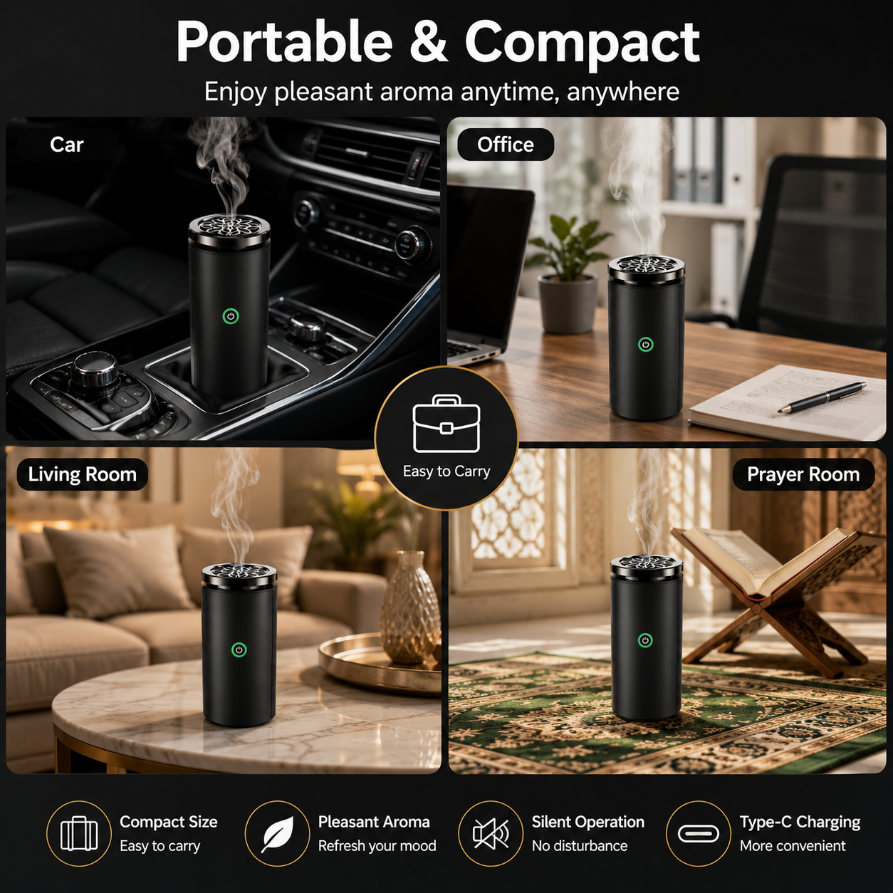 (Free Gift Lattafa Bakhoor Rm25) Portable Electric Bakhoor Aroma Burner